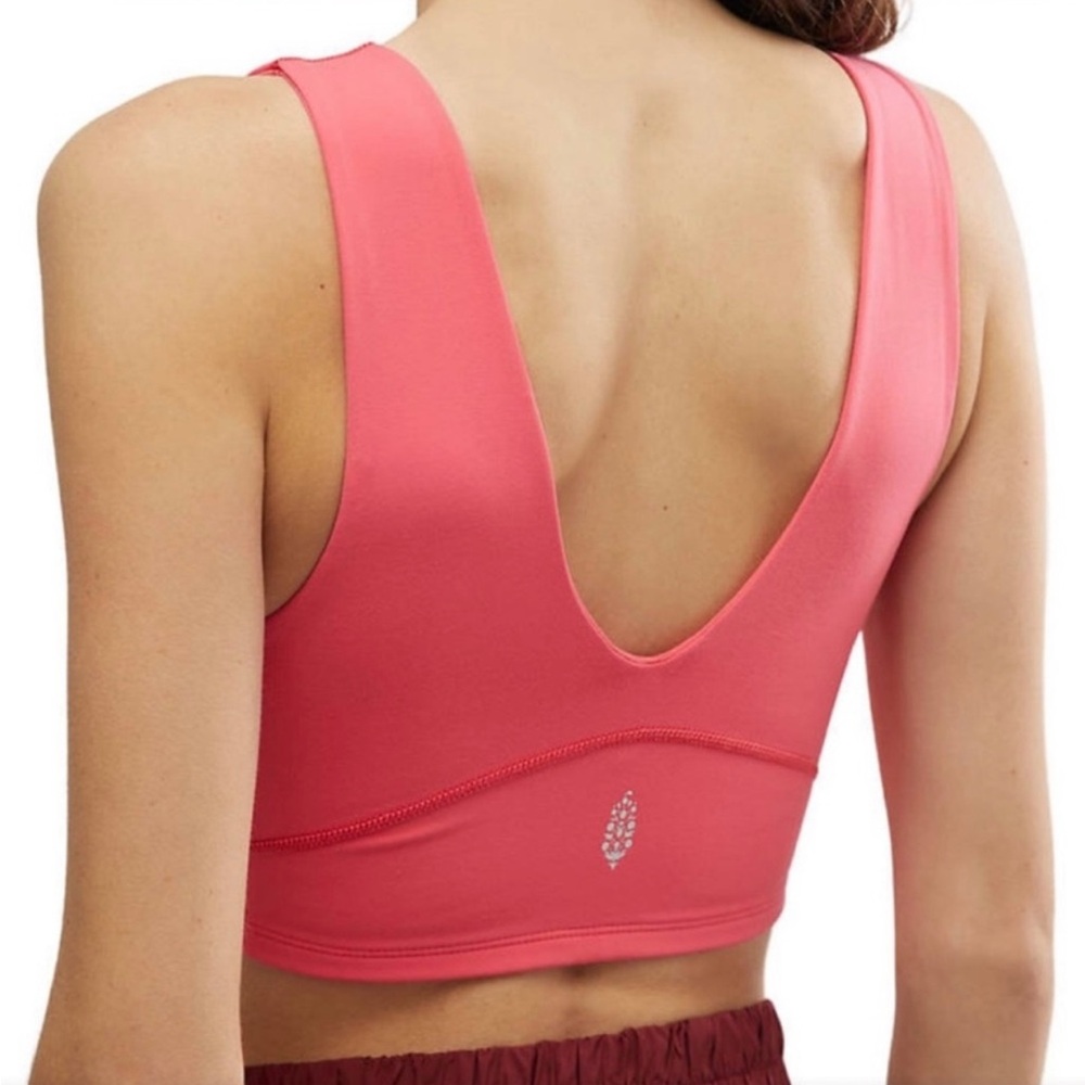 FP Movement by Free People Coral Pink V-Neck Crop Sports Bra - Picture 2 of 4